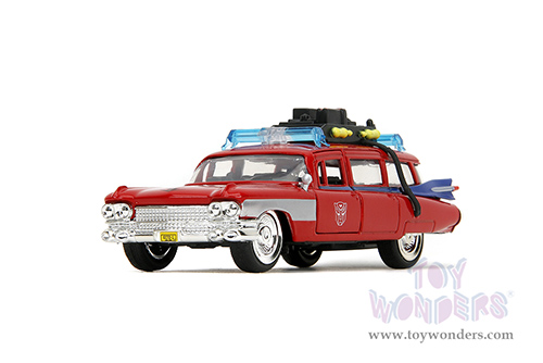 Jada Toys - Hollywood Rides | Ghostbusters™ Ecto-1™ Cadillac Ambulance TRANSFORMERS® Mash-up (1959, 1/32 scale diecast model car, Red) 35863