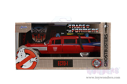 Jada Toys - Hollywood Rides | Ghostbusters™ Ecto-1™ Cadillac Ambulance TRANSFORMERS® Mash-up (1959, 1/32 scale diecast model car, Red) 35863