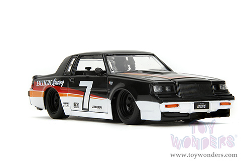 Jada Toys Bigtime Muscle - Buick® Grand National™ #7 "Buick Racing" (1987, 1/24 scale diecast model car, White/Black w Red/Orange stripes) 35864