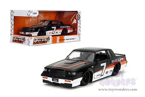 Jada Toys Bigtime Muscle - Buick® Grand National™ #7 "Buick Racing" (1987, 1/24 scale diecast model car, White/Black w Red/Orange stripes) 35864
