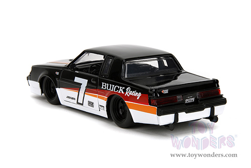 Jada Toys Bigtime Muscle - Buick® Grand National™ #7 "Buick Racing" (1987, 1/24 scale diecast model car, White/Black w Red/Orange stripes) 35864