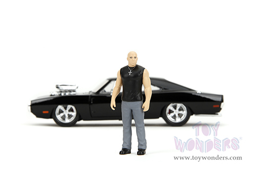 Jada Toys Fast & Furious - Dom's Dodge Charger R/T with Dom Diecast Figure (1/24 scale diecast model car, Black) 35907