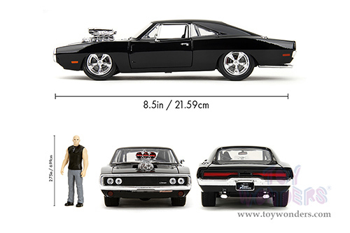 Jada Toys Fast & Furious - Dom's Dodge Charger R/T with Dom Diecast Figure (1/24 scale diecast model car, Black) 35907
