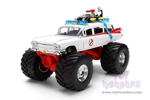 Jada Toys - Hollywood Rides | Ghostbusters™ Ecto-1™ Cadillac Ambulance Monster Truck (1/24 scale diecast model car, White) 35943