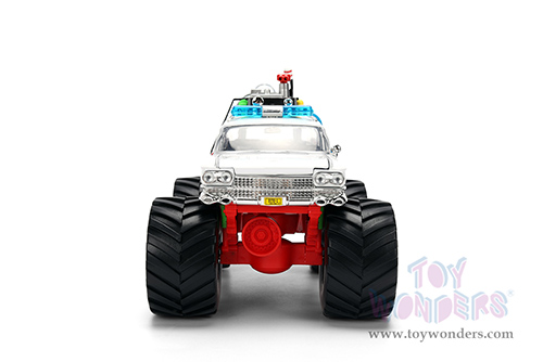 Jada Toys - Hollywood Rides | Ghostbusters™ Ecto-1™ Cadillac Ambulance Monster Truck (1/24 scale diecast model car, White) 35943