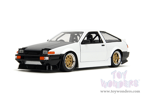 Jada Toys JDM Tuners™- Toyota Trueno AE86 Hardtop (1986, 1/24 scale diecast model car, White/w Black hood) 35956
