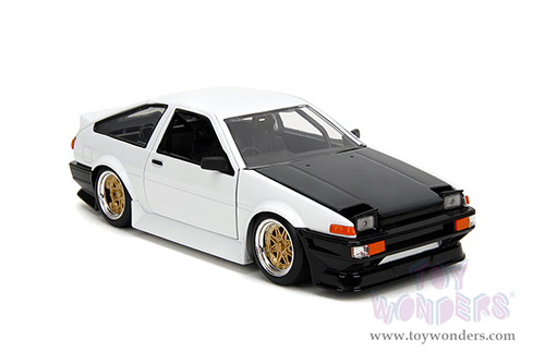 Jada Toys JDM Tuners™- Toyota Trueno AE86 Hardtop (1986, 1/24 scale diecast model car, White/w Black hood) 35956