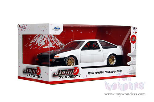 Jada Toys JDM Tuners™- Toyota Trueno AE86 Hardtop (1986, 1/24 scale diecast model car, White/w Black hood) 35956