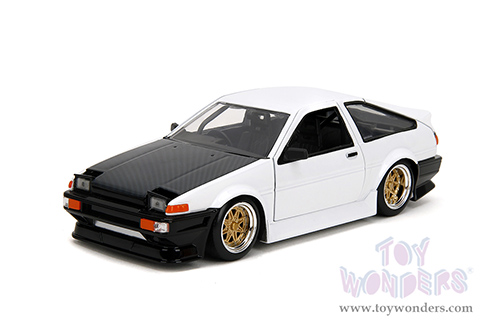 Jada Toys JDM Tuners™- Toyota Trueno AE86 Hardtop (1986, 1/24 scale diecast model car, White/w Black hood) 35956
