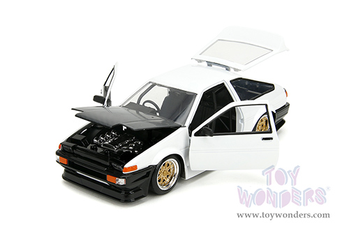 Jada Toys JDM Tuners™- Toyota Trueno AE86 Hardtop (1986, 1/24 scale diecast model car, White/w Black hood) 35956