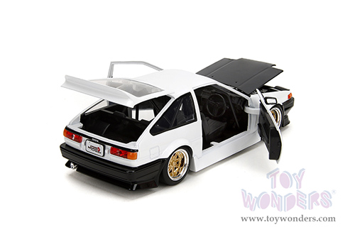 Jada Toys JDM Tuners™- Toyota Trueno AE86 Hardtop (1986, 1/24 scale diecast model car, White/w Black hood) 35956
