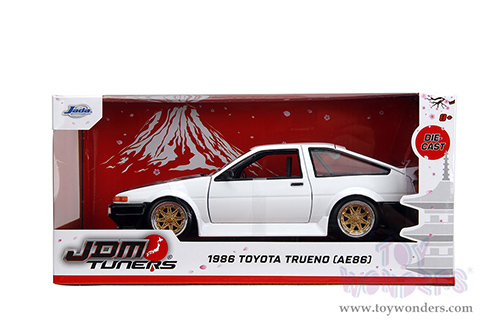 Jada Toys JDM Tuners™- Toyota Trueno AE86 Hardtop (1986, 1/24 scale diecast model car, White/w Black hood) 35956