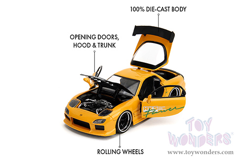 Jada Toys JDM Tuners™- Mazda RX-7 "HKS Power" (1993, 1/24, diecast model car, Yellow) 35957