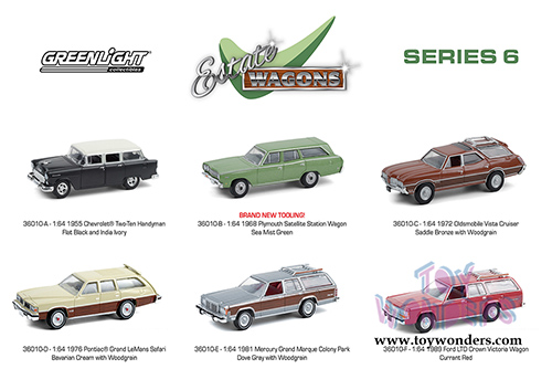 Greenlight - Estate Wagons Series 6 (1/64 scale diecast model car, Asstd.) 36010/48