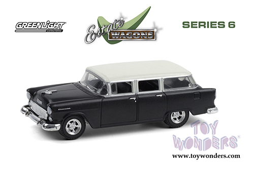 Greenlight - Estate Wagons Series 6 | Chevrolet® Two-Ten Handyman (1955, 1/64 scale diecast model car, Flat Black/India Ivory) 36010A/48