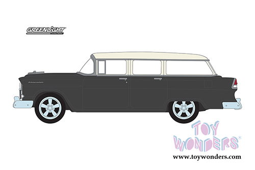 Greenlight - Estate Wagons Series 6 | Chevrolet® Two-Ten Handyman (1955, 1/64 scale diecast model car, Flat Black/India Ivory) 36010A/48