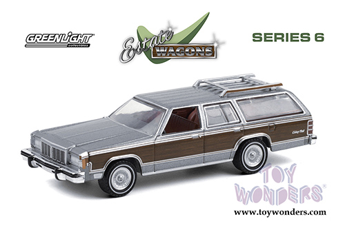Greenlight - Estate Wagons Series 6 | Mercury Grand Marquis Colony Park (1981, 1/64 scale diecast model car, Dove Gray/Woodgrain) 36010E/48