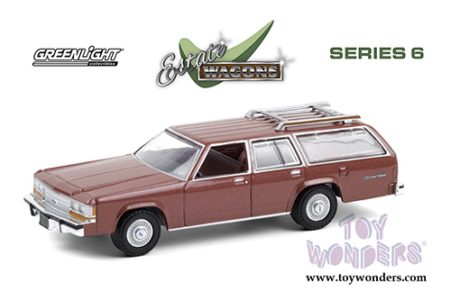 Greenlight - Estate Wagons Series 6 | Ford LTD Crown Victoria Wagon (1989, 1/64 scale diecast model car, Currant Red/Woodgrain) 36010F/48