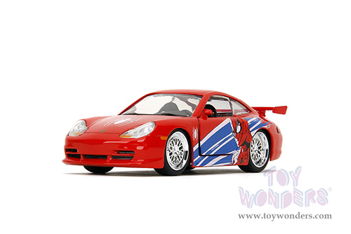 Jada Toys - Hollywood Rides | Marvel Spider Man Porsche 911 GT3 RS (996) (1/32 scale diecast model car, Red) 36068