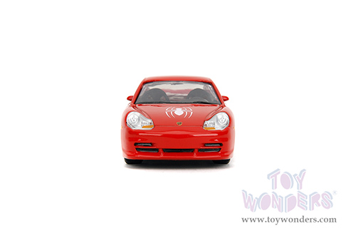 Jada Toys - Hollywood Rides | Marvel Spider Man Porsche 911 GT3 RS (996) (1/32 scale diecast model car, Red) 36068