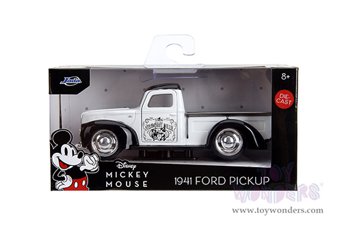 Jada Toys - Hollywood Rides | Disney Mickey Mouse Ford Pickup - Steamboat Willie Theme (1941, 1/32 scale diecast model car, Black/White) 36091