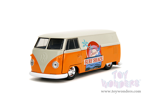 Jada Toys - Hollywood Rides | Disney Stitch Volkswagen Bus "Stitch's Surf Shack" (1961, 1/32 scale diecast model car, Orange/Cream) 36144