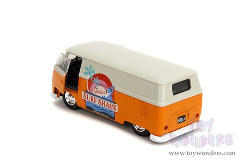 Jada Toys - Hollywood Rides | Disney Stitch Volkswagen Bus "Stitch's Surf Shack" (1961, 1/32 scale diecast model car, Orange/Cream) 36144