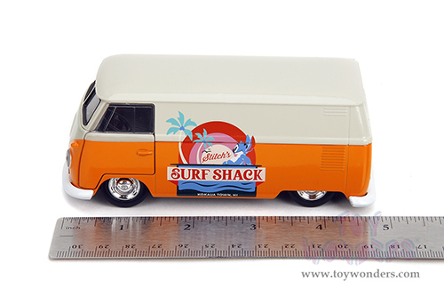 Jada Toys - Hollywood Rides | Disney Stitch Volkswagen Bus "Stitch's Surf Shack" (1961, 1/32 scale diecast model car, Orange/Cream) 36144