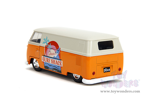 Jada Toys - Hollywood Rides | Disney Stitch Volkswagen Bus "Stitch's Surf Shack" (1961, 1/32 scale diecast model car, Orange/Cream) 36144