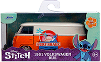 Jada Toys - Hollywood Rides | Disney Stitch Volkswagen Bus "Stitch's Surf Shack" (1961, 1/32 scale diecast model car, Orange/Cream) 36144; 