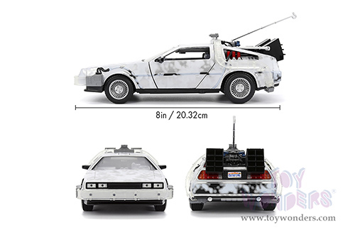 Jada Toys - Hollywood Rides | Back to the Future Part I De Lorean Time Machine with lights Frost version (1/24 scale diecast model car, Brushed Metal) 36145