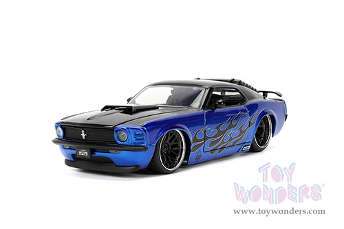 Jada Toys Bigtime Muscle - Ford Mustang Boss 429 Hardtop (1970, 1/24 scale diecast model car, Candy Blue/Black Flames) 36154