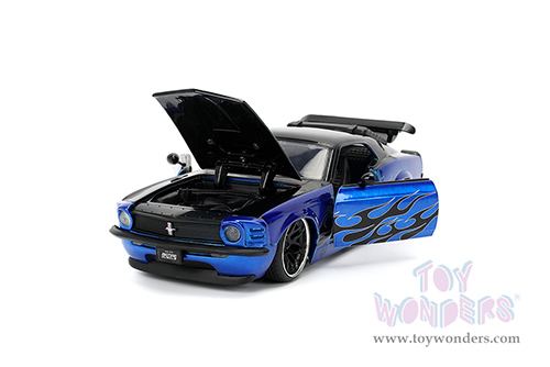 Jada Toys Bigtime Muscle - Ford Mustang Boss 429 Hardtop (1970, 1/24 scale diecast model car, Candy Blue/Black Flames) 36154