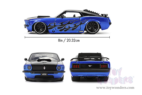 Jada Toys Bigtime Muscle - Ford Mustang Boss 429 Hardtop (1970, 1/24 scale diecast model car, Candy Blue/Black Flames) 36154