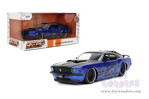 Jada Toys Bigtime Muscle - Ford Mustang Boss 429 Hardtop (1970, 1/24 scale diecast model car, Candy Blue/Black Flames) 36154