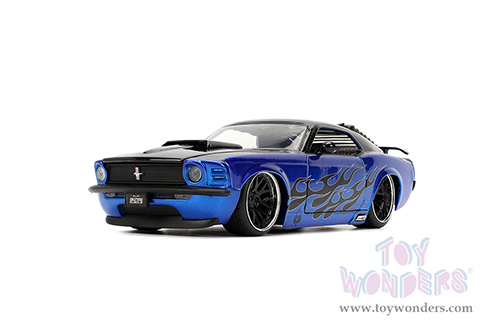 Jada Toys Bigtime Muscle - Ford Mustang Boss 429 Hardtop (1970, 1/24 scale diecast model car, Candy Blue/Black Flames) 36154