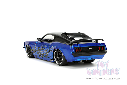 Jada Toys Bigtime Muscle - Ford Mustang Boss 429 Hardtop (1970, 1/24 scale diecast model car, Candy Blue/Black Flames) 36154