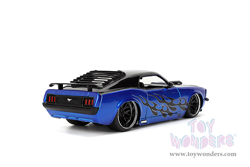 Jada Toys Bigtime Muscle - Ford Mustang Boss 429 Hardtop (1970, 1/24 scale diecast model car, Candy Blue/Black Flames) 36154