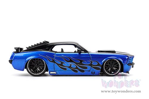 Jada Toys Bigtime Muscle - Ford Mustang Boss 429 Hardtop (1970, 1/24 scale diecast model car, Candy Blue/Black Flames) 36154