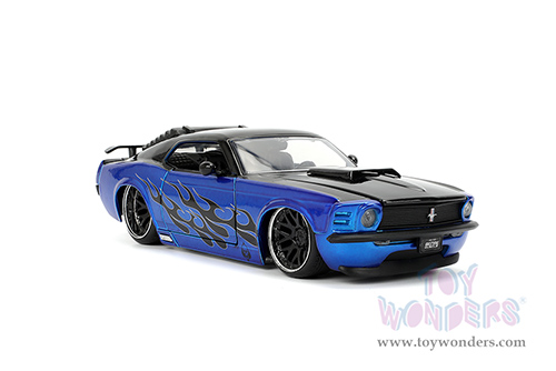 Jada Toys Bigtime Muscle - Ford Mustang Boss 429 Hardtop (1970, 1/24 scale diecast model car, Candy Blue/Black Flames) 36154