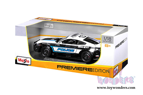 Maisto Premiere - Ford Mustang GT Police (2015, 1/18 scale diecast model car, Black/White) 36203P