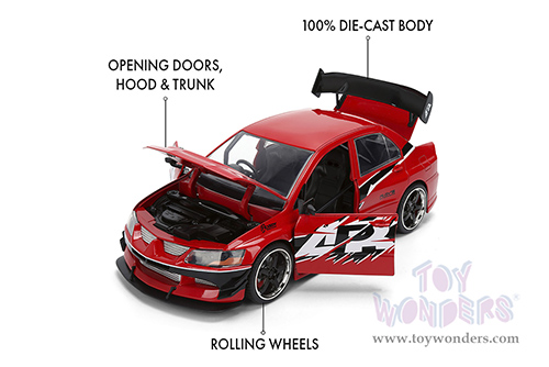 Jada Toys Fast & Furious - Sean's Mitsubishi Lancer Evolution IX  - 25th Anniversary series (1/24 scale diecast model car, Glossy Red) 36208