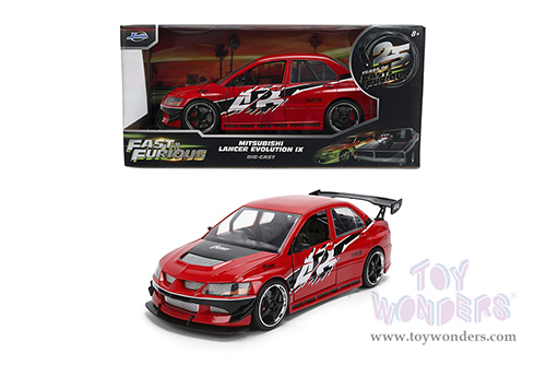 Jada Toys Fast & Furious - Sean's Mitsubishi Lancer Evolution IX  - 25th Anniversary series (1/24 scale diecast model car, Glossy Red) 36208