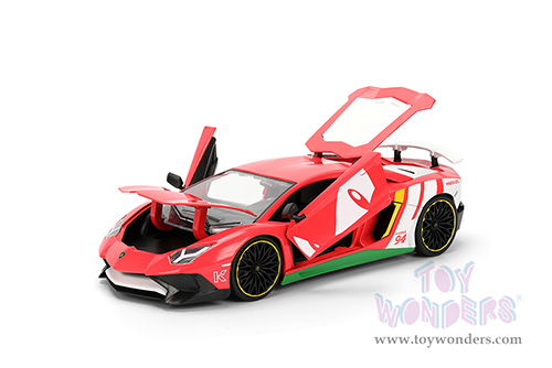 Jada Toys - Hollywood Rides | Lamborghini Aventador SV with Knuckles Diecast Figure "Sonic The Hedgehog" (1/24, diecast model car, Red/White) 36264