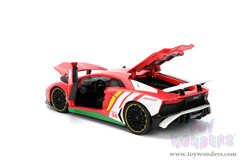 Jada Toys - Hollywood Rides | Lamborghini Aventador SV with Knuckles Diecast Figure "Sonic The Hedgehog" (1/24, diecast model car, Red/White) 36264