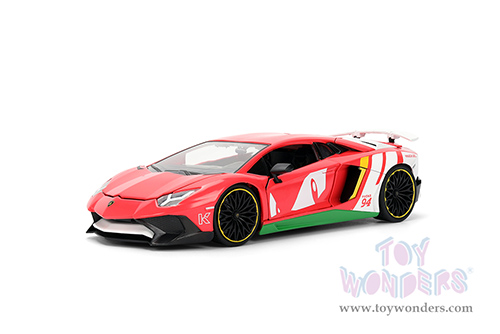 Jada Toys - Hollywood Rides | Lamborghini Aventador SV with Knuckles Diecast Figure "Sonic The Hedgehog" (1/24, diecast model car, Red/White) 36264