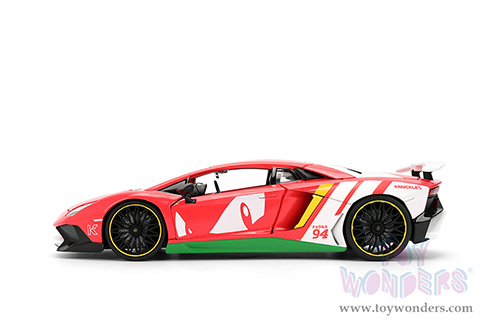 Jada Toys - Hollywood Rides | Lamborghini Aventador SV with Knuckles Diecast Figure "Sonic The Hedgehog" (1/24, diecast model car, Red/White) 36264