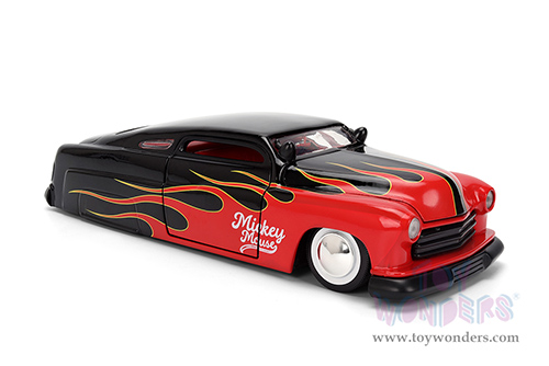 Jada Toys - Hollywood Rides | Disney Mercury with Vintage Mickey Mouse Diecast Figure (1951, 1/24, diecast model car, Black/Red flames) 36272