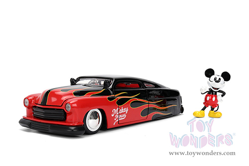 Jada Toys - Hollywood Rides | Disney Mercury with Vintage Mickey Mouse Diecast Figure (1951, 1/24, diecast model car, Black/Red flames) 36272