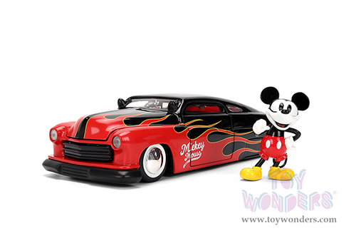 Jada Toys - Hollywood Rides | Disney Mercury with Vintage Mickey Mouse Diecast Figure (1951, 1/24, diecast model car, Black/Red flames) 36272